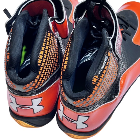 Under Armour Spine Football Cleats Glossy Orange NWOT display picture 1